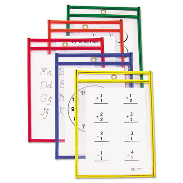 C-Line® Reusable Dry Erase Pockets, 6 X 9, Assorted Primary Colors, 10-pack freeshipping - TVN Wholesale
